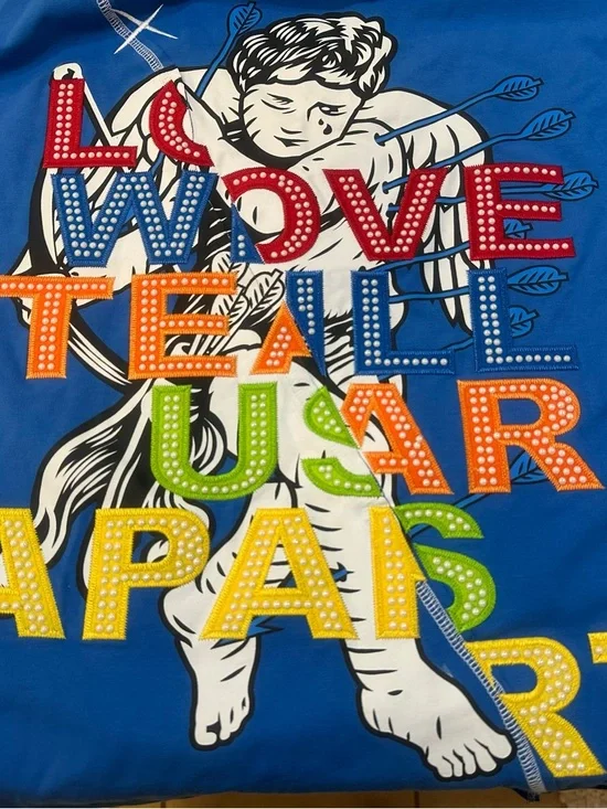 Frost Origs by Marqeis Jovan Blue Graphic Tee - 'Love Will Tear Us Apart' SZ 5XB - Picture 7 of 15